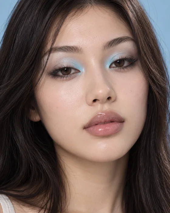 pastel blue lid look
